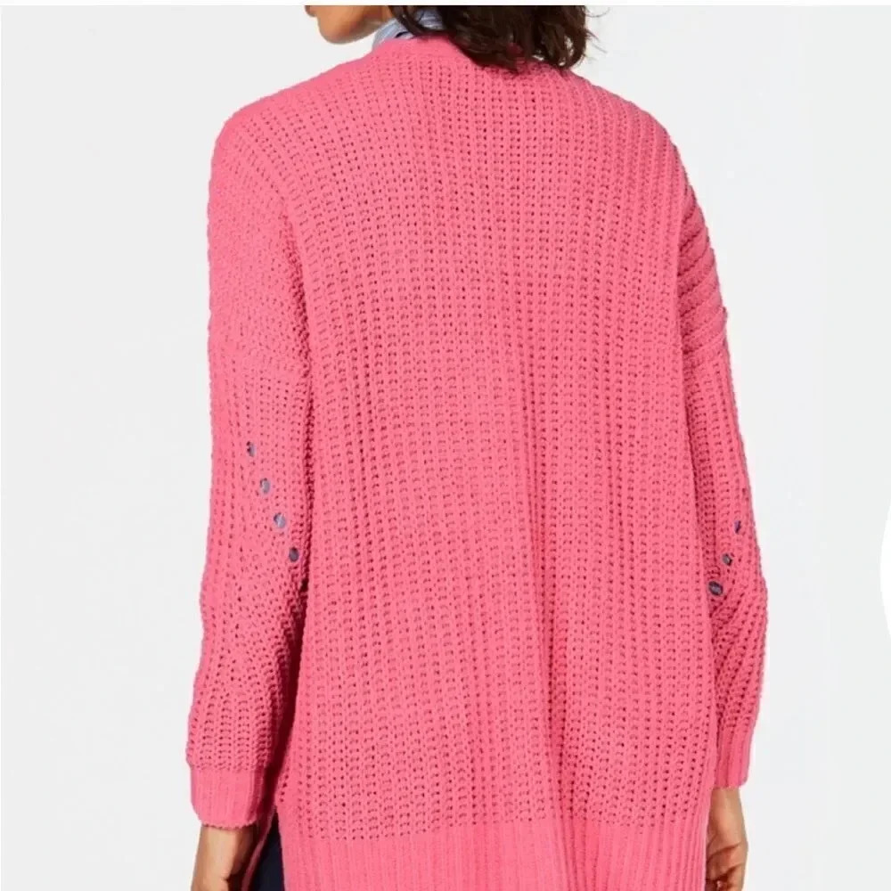 Style & Co Chenille Ribbed Trim Cardigan Sweater Size Medium - Picture 3 of 12